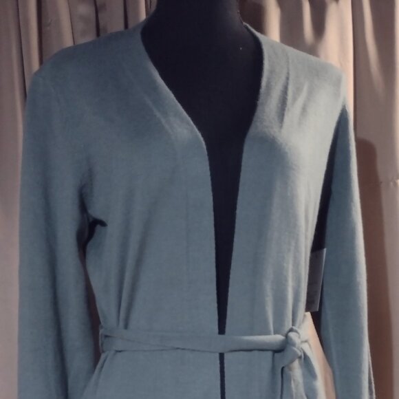 NEW with tag Women’s Nine West Sage Green Sweater Duster with Belt – Size Small - Picture 1 of 13